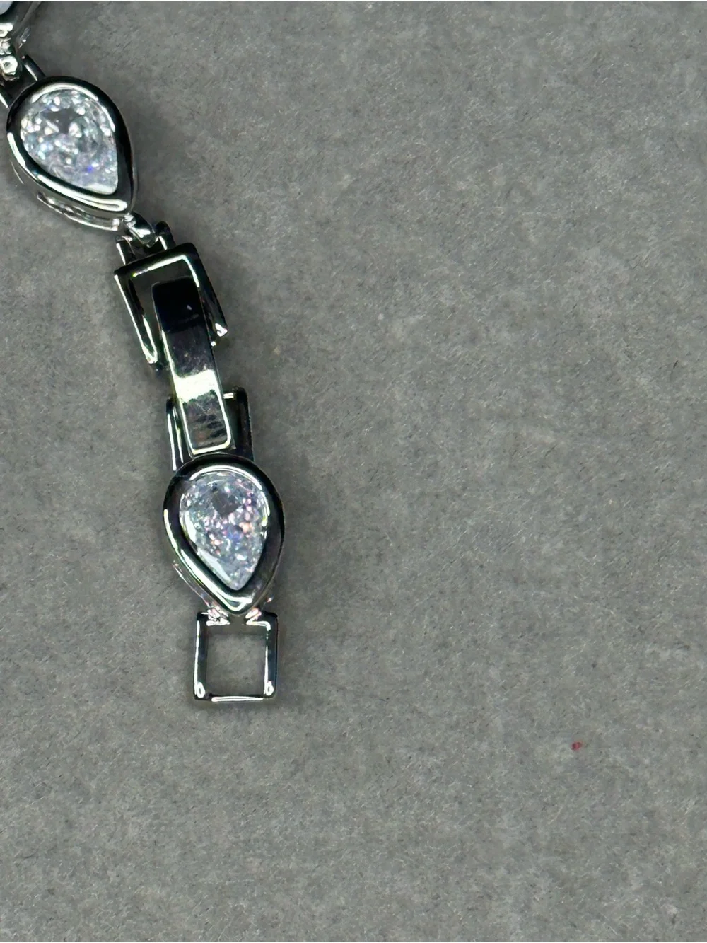 Silver Pear-Cut CZ Tennis Bracelet - Sparkling White Teardrops